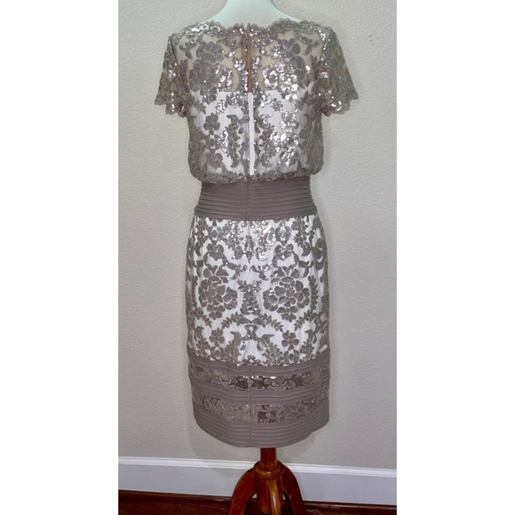 NWOT Tadashi Shoji Blouson Waist Lace Dress Size 8 - Picture 4 of 10